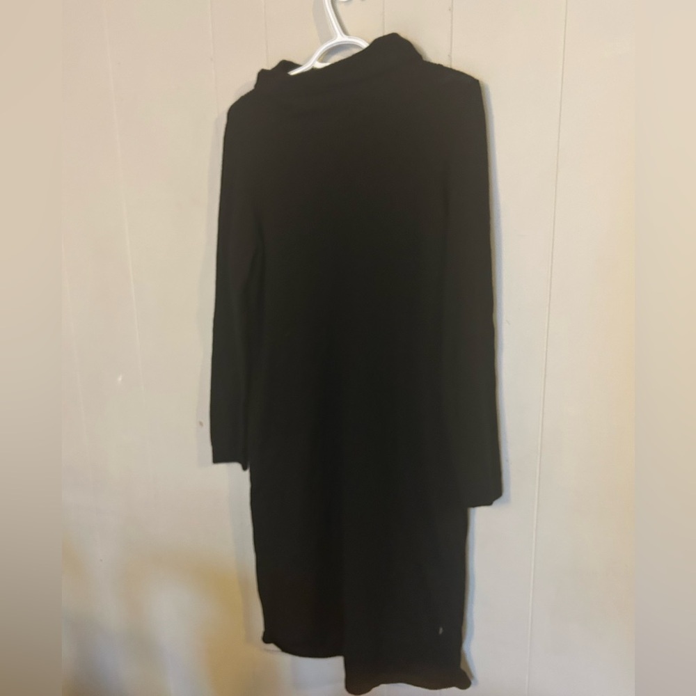 Talbots Black Long Sleeve Knit Turtleneck Midi Dress Size M
